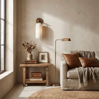 Delaborne Pillar Alabaster Indoor Wall Light