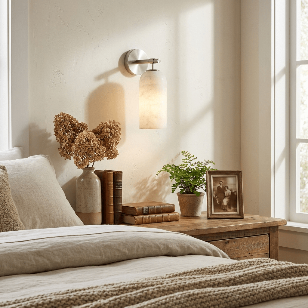 Delaborne Pillar Alabaster Indoor Wall Light