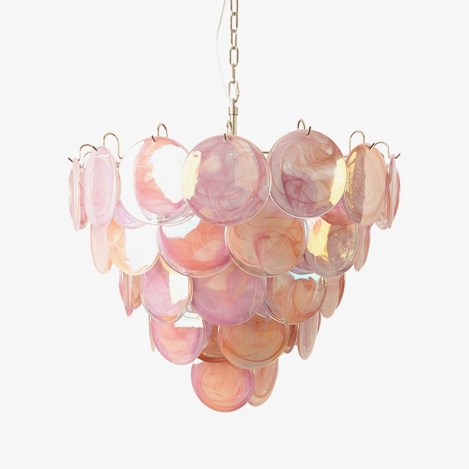 Aurora Chandelier Pink Murano Disc Layered - Neutral Decor