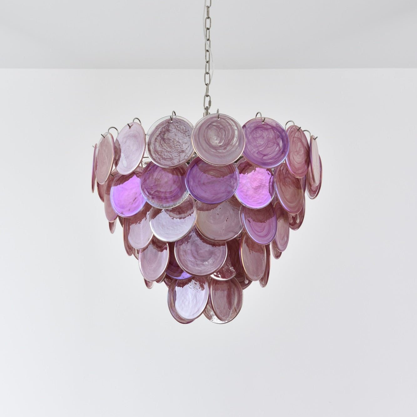 Aurora Chandelier Pink Murano Disc Layered - Neutral Decor