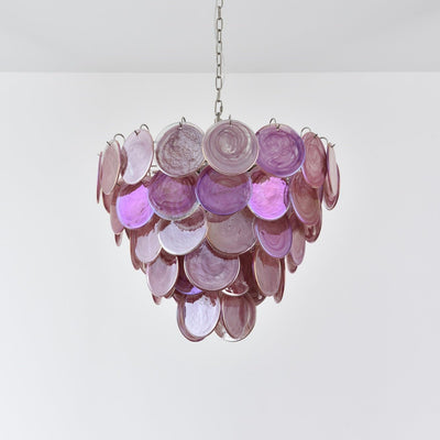 Aurora Chandelier Pink Murano Disc Layered - Neutral Decor