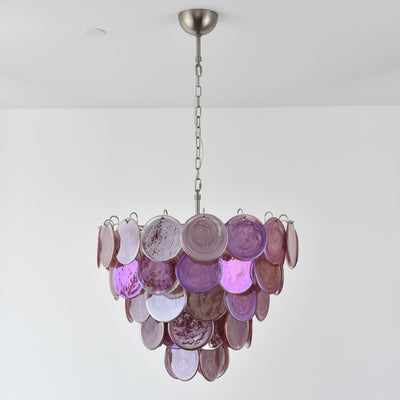 Aurora Chandelier Pink Murano Disc Layered - Neutral Decor