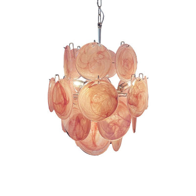 Celisaria Chandelier Pink Murano Glass Disc Vintage Charm