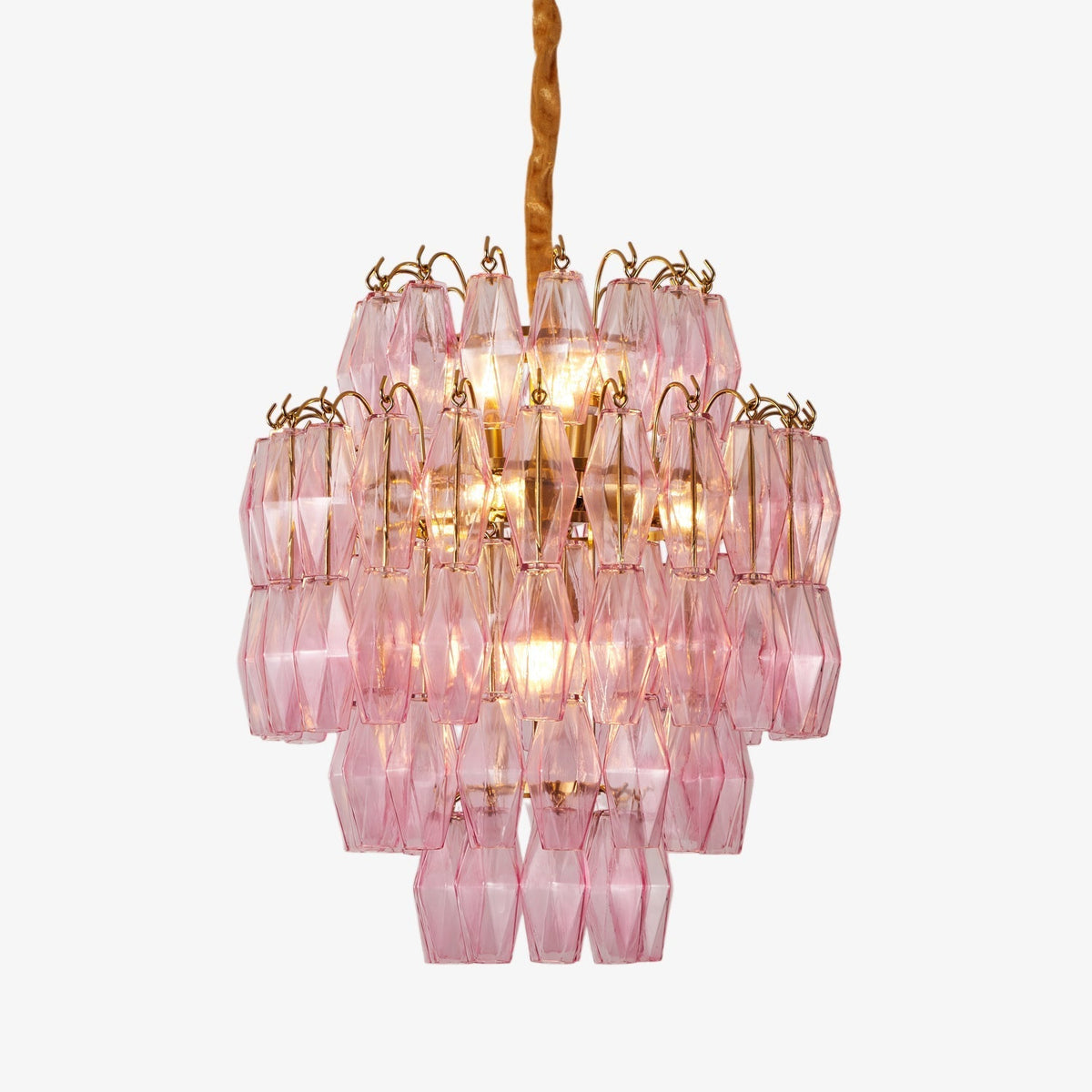 Celenine Chandelier Pink Murano Glass Layered Glam
