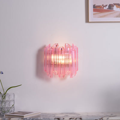 Aurora Wall Lamp Pink Murano Glass Tube