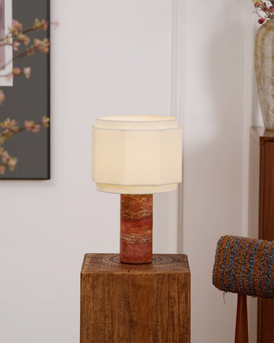 Eclipse Geometric Fabric & Marble Table Lamp