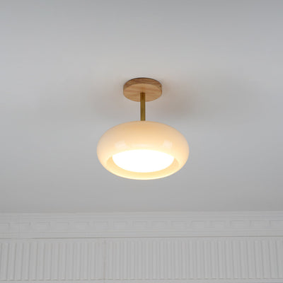 Aldaline Ceiling Lamp Glass and Wood Color Shade