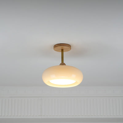 Aldaline Ceiling Lamp Glass and Wood Color Shade