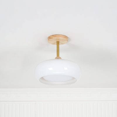 Aldaline Ceiling Lamp Glass and Wood Color Shade