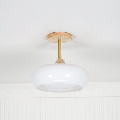 Aldaline Ceiling Lamp Glass and Wood Color Shade