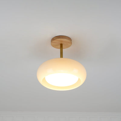 Aldaline Ceiling Lamp Glass and Wood Color Shade