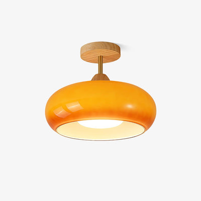 Valentina  Flush Mount Ceiling Light Glass Wood &Orange&White