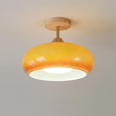 Aldaline Ceiling Lamp Glass and Wood Color Shade
