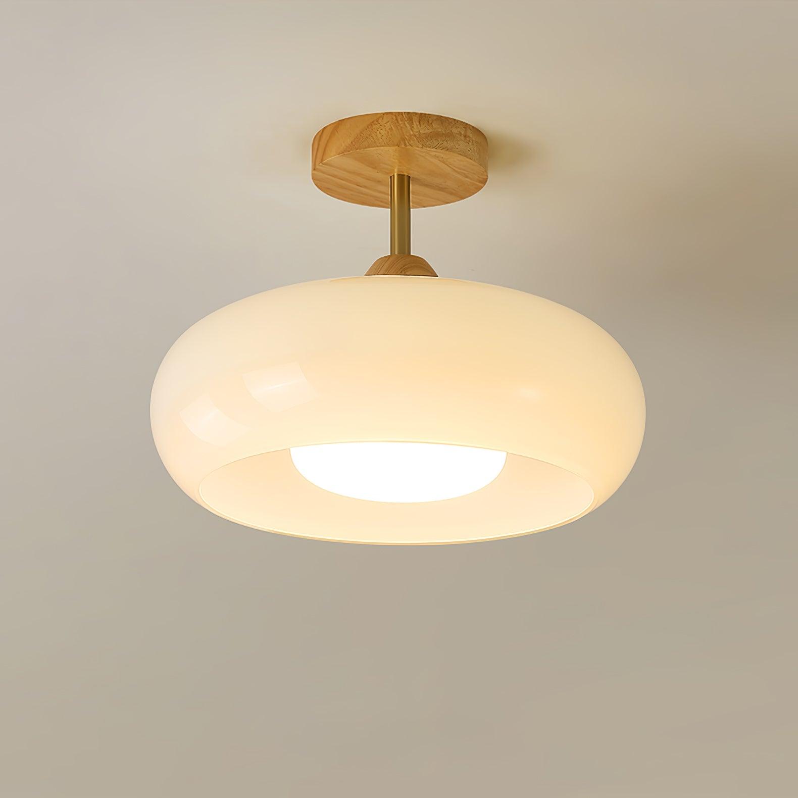 Aldaline Ceiling Lamp Glass and Wood Color Shade
