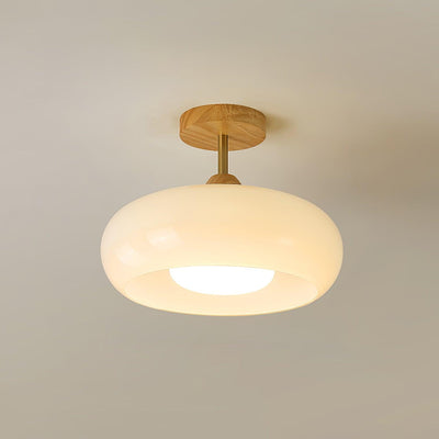 Aldaline Ceiling Lamp Glass and Wood Color Shade