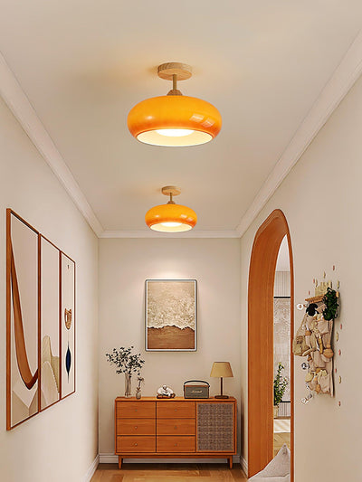 Aldaline Ceiling Lamp Glass and Wood Color Shade