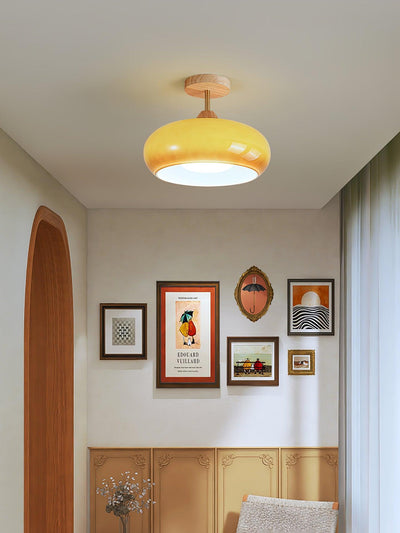 Aldaline Ceiling Lamp Glass and Wood Color Shade