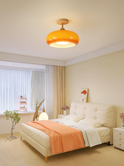 Aldaline Ceiling Lamp Glass and Wood Color Shade