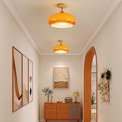Aldaline Ceiling Lamp Glass and Wood Color Shade