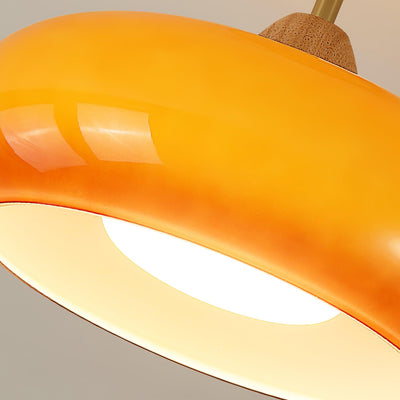 Valentina  Flush Mount Ceiling Light Glass Wood &Orange&White