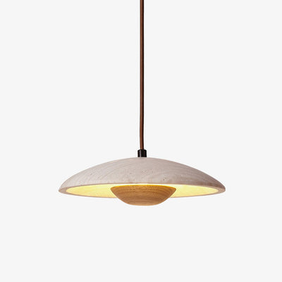 Bax Wide-Brim Travertine Pendant Light
