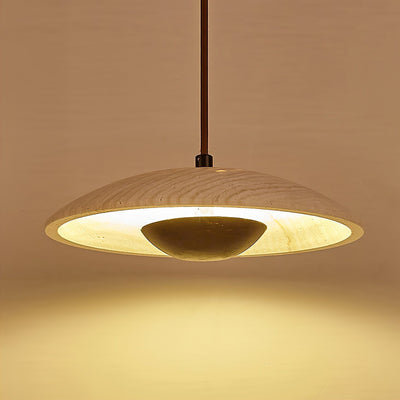 Bax Wide-Brim Travertine Pendant Light