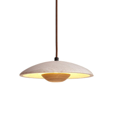 Bax Wide-Brim Travertine Pendant Light