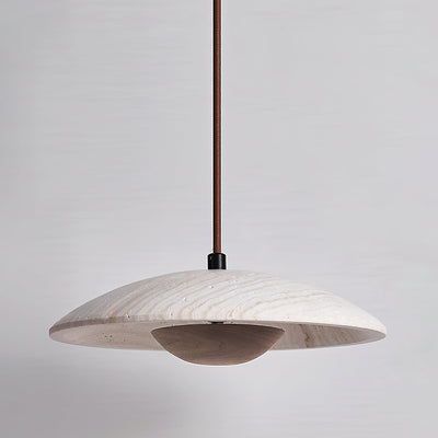 Bax Wide-Brim Travertine Pendant Light