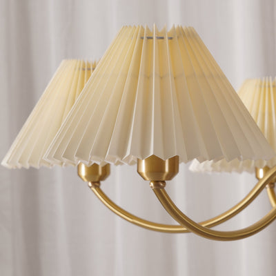 Calivine Chandelier Pleated with White Lampshades Mid-Century