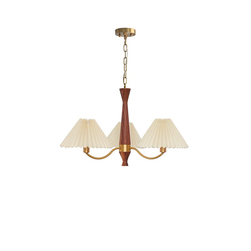 Calivine Chandelier Pleated with White Lampshades Mid-Century
