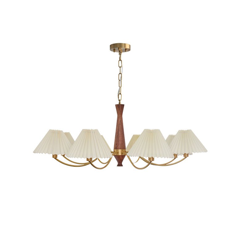 Calivine Chandelier Pleated with White Lampshades Mid-Century