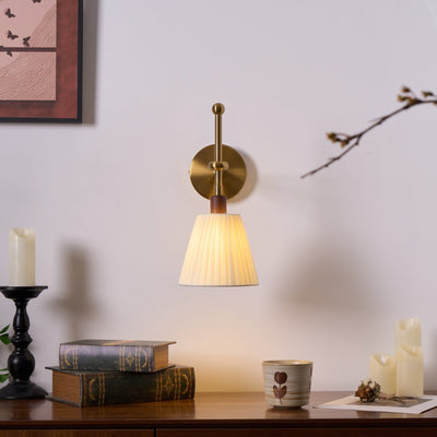 Gairm Wall Lamp Pleated Fabric Brass