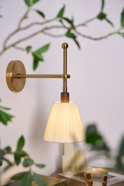Gairm Wall Lamp Pleated Fabric Brass