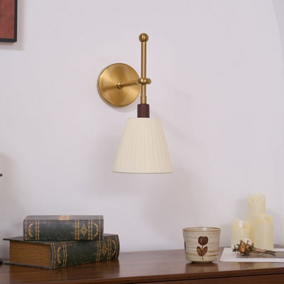 Gairm Wall Lamp Pleated Fabric Brass