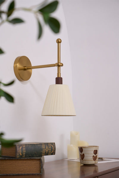 Gairm Wall Lamp Pleated Fabric Brass