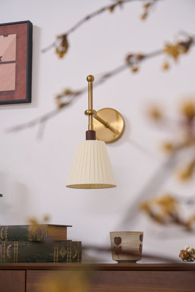 Gairm Wall Lamp Pleated Fabric Brass