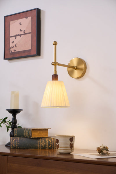 Gairm Wall Lamp Pleated Fabric Brass