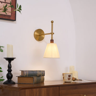 Gairm Wall Lamp Pleated Fabric Brass