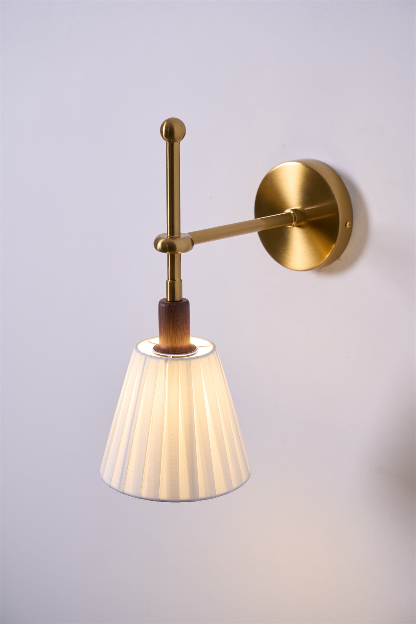Gairm Wall Lamp Pleated Fabric Brass