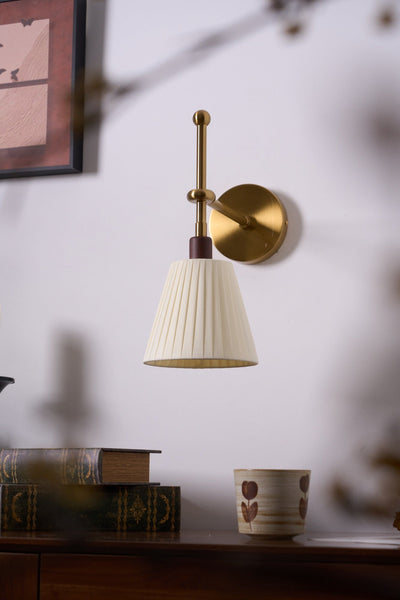 Gairm Wall Lamp Pleated Fabric Brass