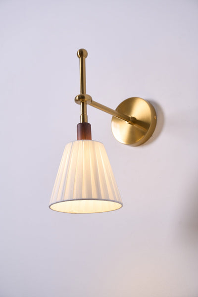 Gairm Wall Lamp Pleated Fabric Brass