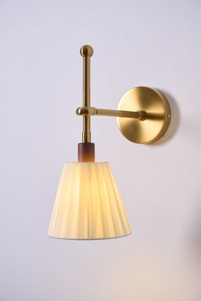 Gairm Wall Lamp Pleated Fabric Brass