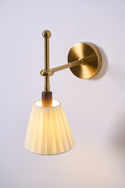 Gairm Wall Lamp Pleated Fabric Brass