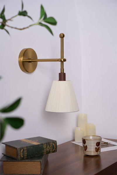 Gairm Wall Lamp Pleated Fabric Brass