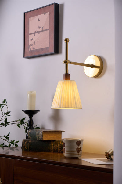 Gairm Wall Lamp Pleated Fabric Brass