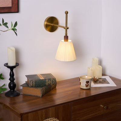 Gairm Wall Lamp Pleated Fabric Brass