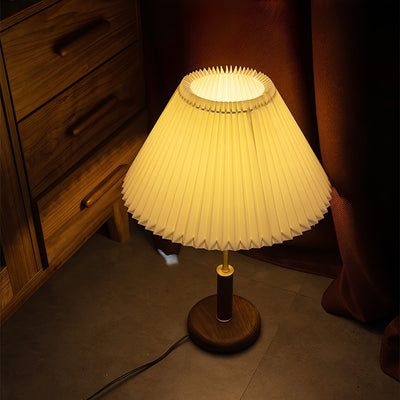 Fiora Pleated Walnut Table Lamp