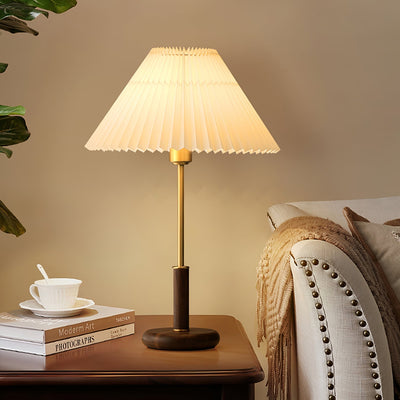 Fiora Pleated Walnut Table Lamp
