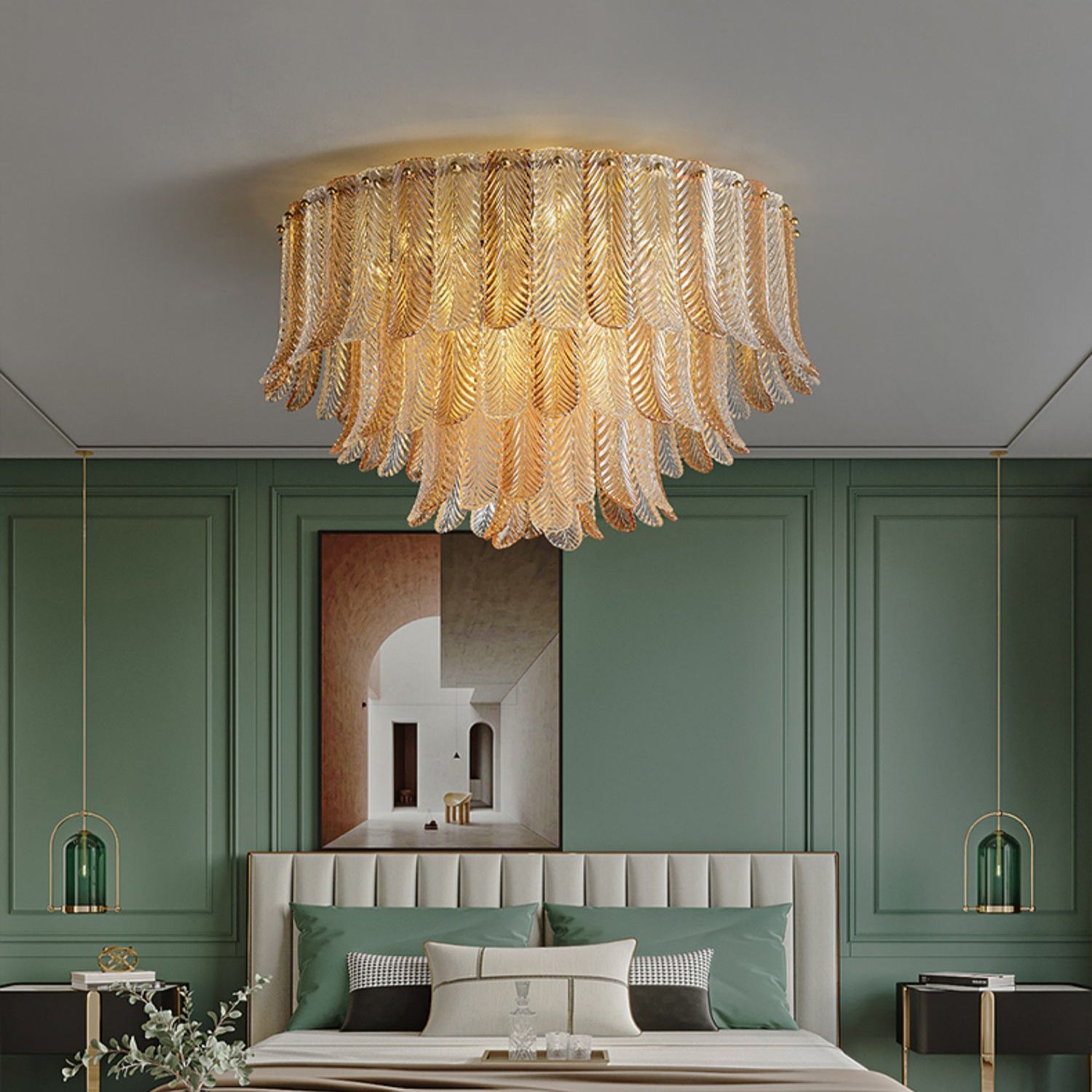 Lindenwick Glass Flush Mount Ceiling Light