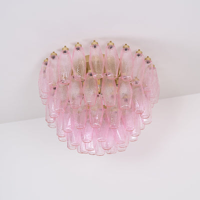 Celelaya Ceiling Lamp Poliedri Pink Murano Glass Layered Flush Mount